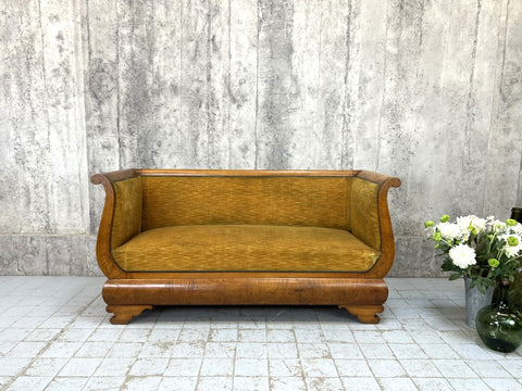 1930 Gold Velvet Sledge Style Canape Sofa