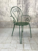 Forest Green Painted Metal Garden Table and Two Carver Chairs