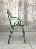 Forest Green Painted Metal Garden Table and Two Carver Chairs