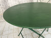 Forest Green Painted Metal Garden Table and Two Carver Chairs