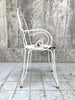 Pair of White French Decorative Metal Garden Carver Chairs