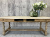 201cm Stripped Oak Farmhouse Refectory Dining Table with Stretcher
