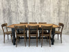 202cm Black Legs Solid Oak French Farmhouse Dining Table