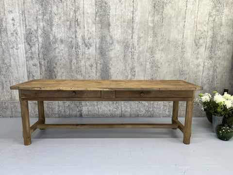 232cm French Burgandy Region Refectory Farmhouse Dining Table (with 2 Sliding Door Baguette Compartment)