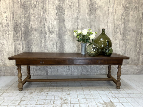 250.5cm French Burgandy Region Refectory Farmhouse Dining Table (with 2 Sliding Door Baggette Compartment)