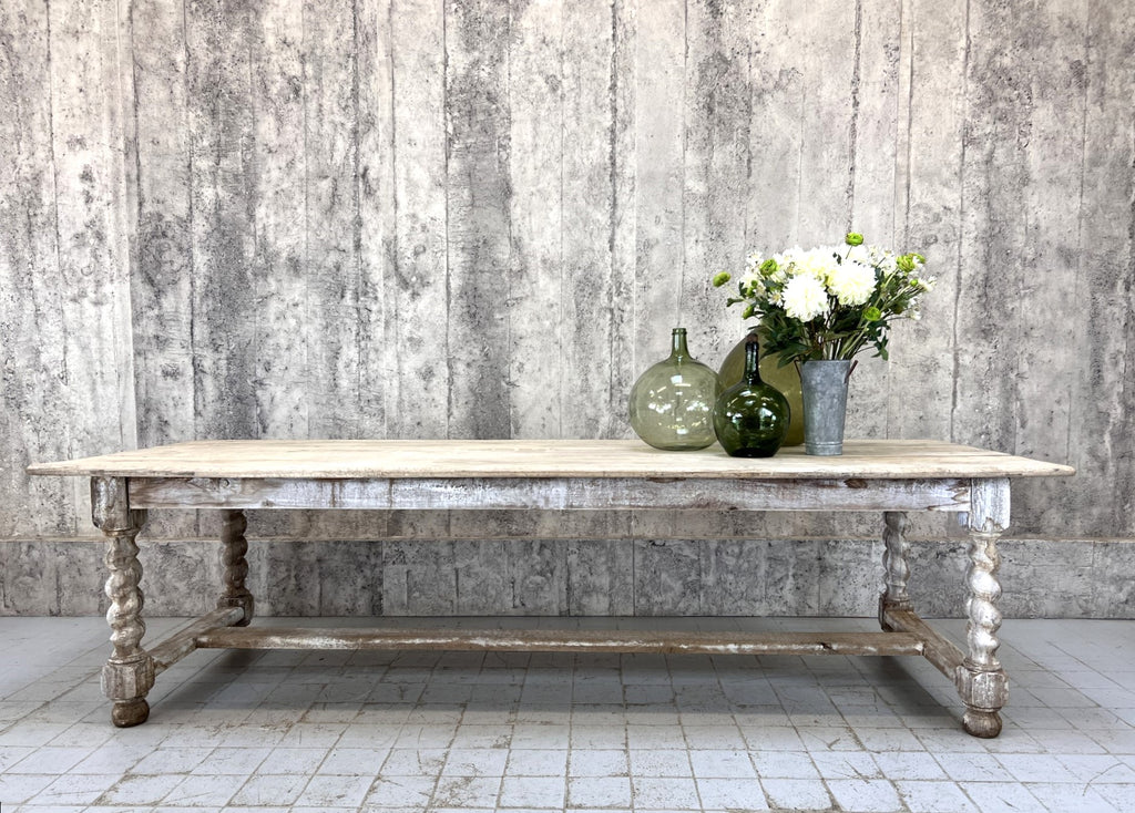 268cm Rustic Whitewashed Farmhouse Refectory Dining Table