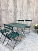Folding Green Metal Garden Table and Set of 4 Folding Chairs