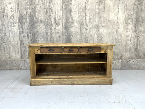 171cm Shop Counter Sideboard Open Shelves Kitchen Island with Three Drawers