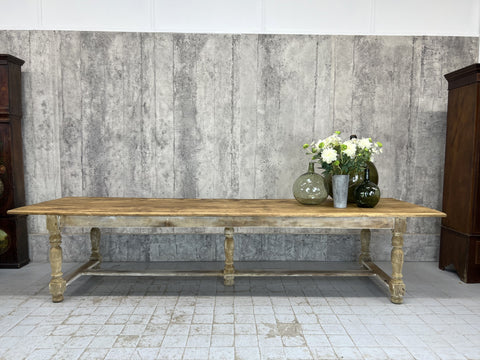 340cm French 5 Turned Leg Refectory Farmhouse Dining Table