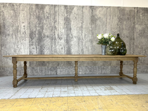 348cm French 5 Turned Leg Refectory Farmhouse Dining Table