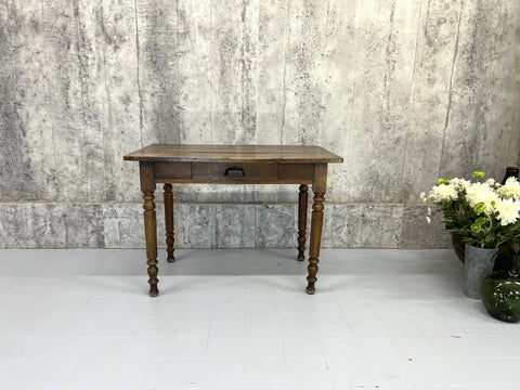 99.5cm Walnut Wood Turned Leg Bistro Table with Cup Handles on Drawer