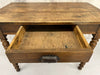 99.5cm Walnut Wood Turned Leg Bistro Table with Cup Handles on Drawer