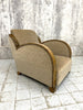 Art Deco 'Cloud' Armchair Original Champagne Coloured Jacquard Velvet Upholstery