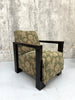 Green and Pink Jacquard Upholstered Art Deco Lounge Chair
