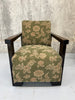 Green and Pink Jacquard Upholstered Art Deco Lounge Chair