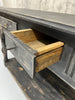 215cm Black Rustic Drapers Work Bench Style Console Table Kitchen Island