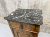 Black Marble and Walnut Wood Bedside Cabinet