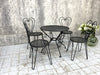 Set of 4 Black Metal Garden Chairs and Circular Table