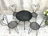 Set of 4 Black Metal Garden Chairs and Circular Table