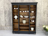 1930's Black Wire Three Door Cabinet Open Shelves
