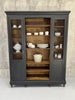 1930's Black Wire Three Door Cabinet Open Shelves