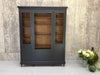 1930's Black Wire Three Door Cabinet Open Shelves
