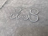 Set of 5 French Monogrammed 'JB', 'JS' 'SR' Blue/Grey Linen Vintage Serviettes Napkins