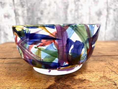 Moroccan Hand Painted 'Bright Brushstrokes' 30cm Serving Bowl