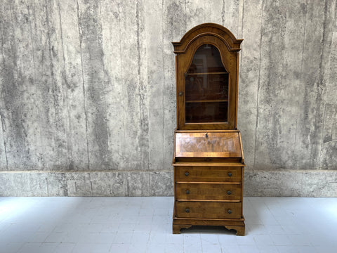 19th Century Bureau Desk with Bookcase Display Cabinet