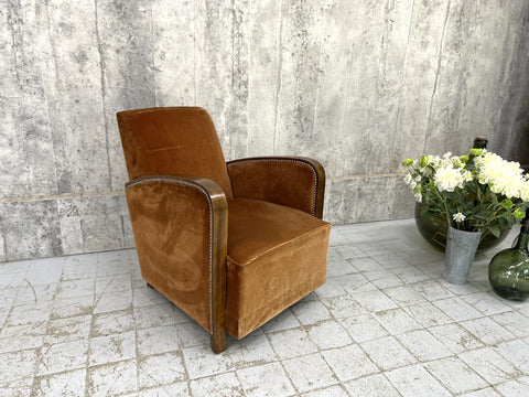 Burnt Orange Cotton Velvet Armchair