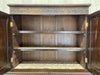 Two Piece Carved Asian Linen Press Style Two Part Dresser Cupboard