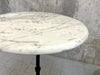Circular White and Grey Veined Marble Top and Cast Iron Pedestal Bistro Table