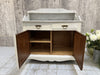 White and Grey Veined Marble Topped Shabby Chic Wash Stand Cupboard