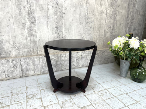 Dark Veneer Art Deco Gueridon Side Table
