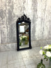 French Crested Black Decorative Over Mantel Mirror