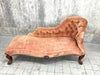 English Chaise Longue in worn Pink Velvet