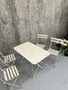 White Metal Folding Garden Table and Set of 4 Folding Chairs