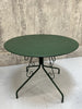Forest Green Painted Circular Metal Garden Table and Two Carvers
