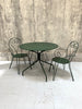 Forest Green Painted Circular Metal Garden Table and Two Carvers