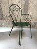 Forest Green Painted Circular Metal Garden Table and Two Carvers