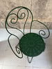Forest Green Painted Circular Metal Garden Table and Two Carvers