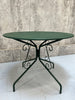 Forest Green Painted Circular Metal Garden Table and Two Carvers