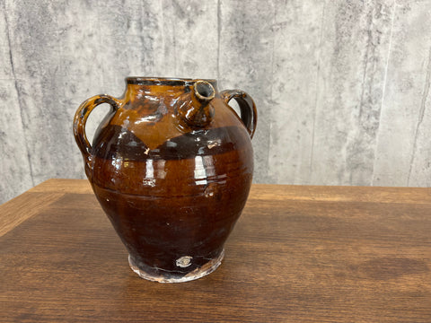 Brown Glazed Walnut Oil Jug