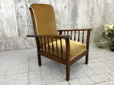 Gold Velvet Reclining Morris Chair