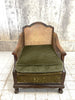 Walnut Wood Green Berger Cane Armchair