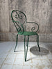 Forest Green Painted Metal Garden Table and Two Carver Chairs