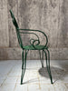 Forest Green Painted Metal Garden Table and Two Carver Chairs