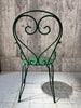 Forest Green Painted Metal Garden Table and Two Carver Chairs