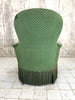 Napoleon III Jacquard Green Velvet Armchair