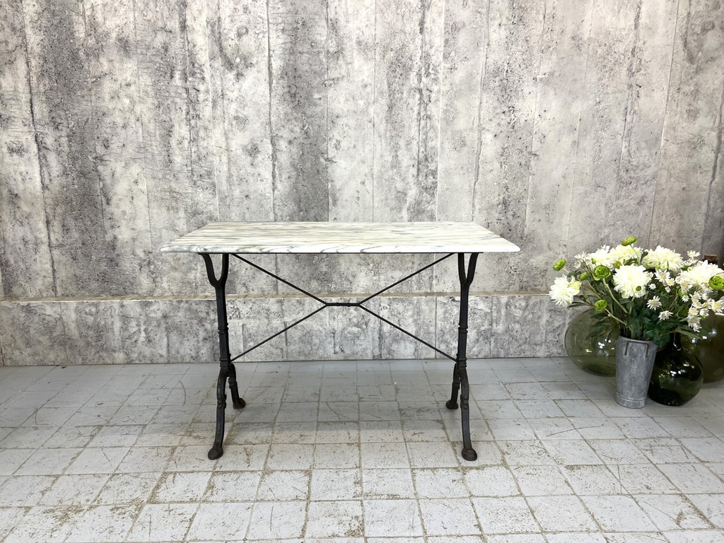 100cm Wide Grey Vein Marble and Cast Iron Kitchen Bistro Table
